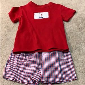 Smocked giraffe matching set size 2
